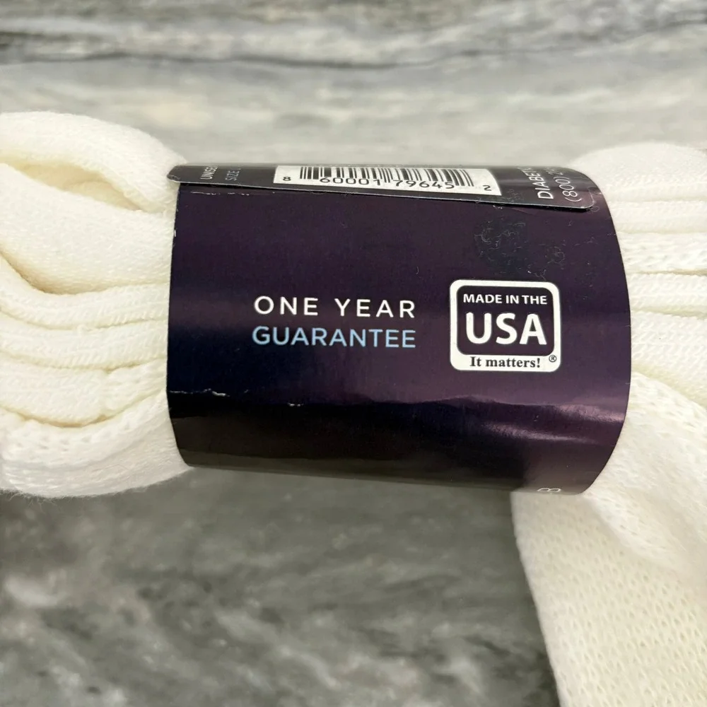 Diabetic Sock Club White Ultra Soft Crew Socks Unisex L/XL Made in USA 10-13